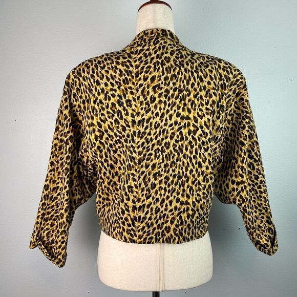 Vintage J.H. Collectibles Cropped Leopard Print Dress Jacket Size 8 EUC - Picture 5 of 8